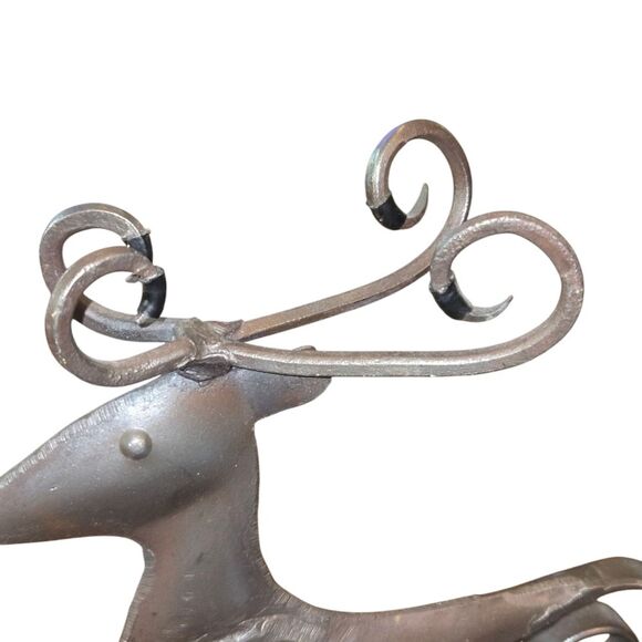 Brutalist Style Primitive Hand Crafted Welded Forged Iron Reindeer 9.5"X8"X2" - Picture 6 of 7
